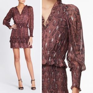 Rebecca Taylor Silk Snake Print Smock Dress